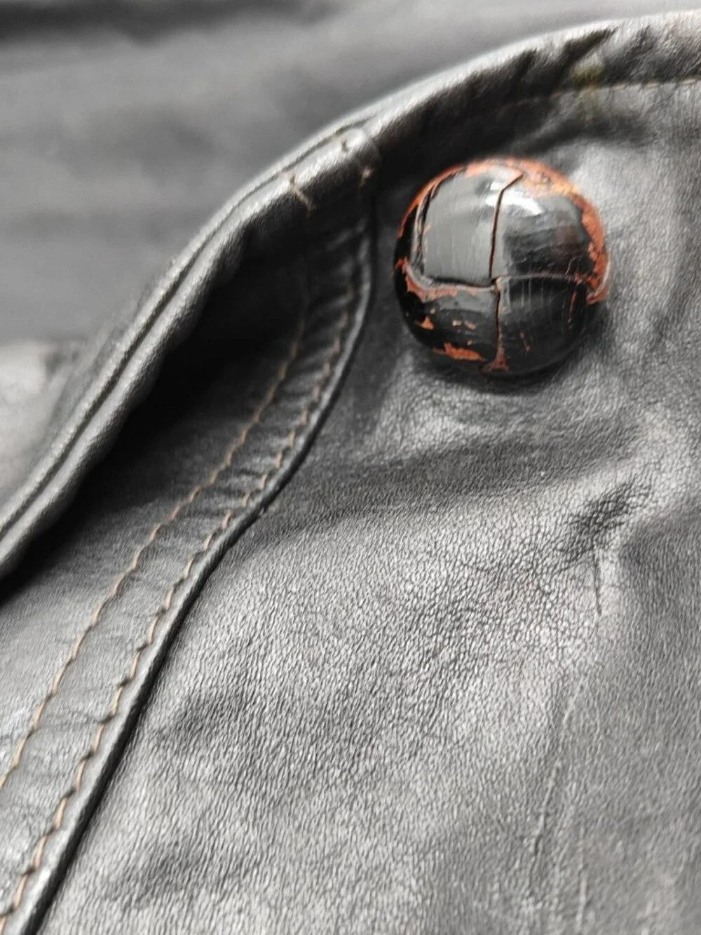 Vintage R Sherman Black Leather Jacket Mens 40 Single Breasted Streetwear Skate